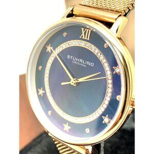 Stuhrling Women's Watch M16807 Symphony Quartz Blue Dial Rose Gold Steel…